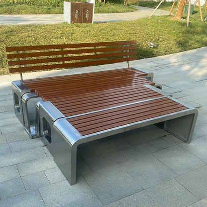 LITFAD Outdoor Indoor Bench Stainless Steel Metal Park Bench - Image 5