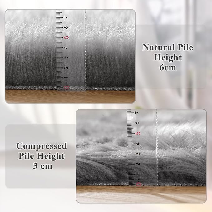 ORINOVA Light Silver Gray Faux Washable Shaggy Fur Rugs - Image 5