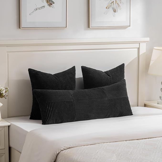 Fancy Homi 2 Packs Black Euro Decorative Throw Pillow Covers 26x26 Inch - Image 5