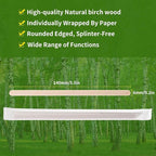 200pcs Individually Wrapped Coffee Stirrers Wood - 5.5" Coffee Stir Sticks, Round End Disposable coffee stirrer, For Coffee, Cocktail and Hot Drinks