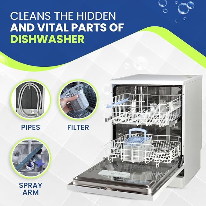 True Fresh Dishwasher Cleaner & Deodorizer Tablets 18-Pack, 20g Each - Powerful Limescale & Odor Removal - Deep Clean for Sparkling Dishwashers - Safe, Effective, and Compatible with All Models