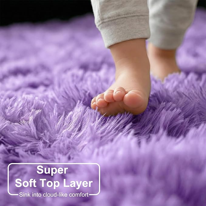 Amdrebio Purple Fuzzy Plush Area Rug 5x7 - Image 8