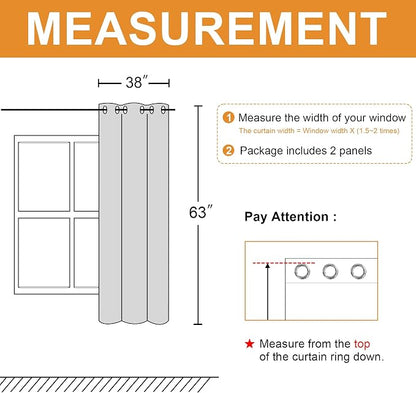 Blackout Curtains for Bedroom, Dark Grey, 38 x 63 Inch, 2 Panels | Thermal - Image 7