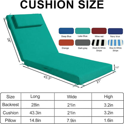 Outdoor Chaise Lounge Cushions, 71x21 Inch Olefin Water & Fade Resistant Pool - Image 3