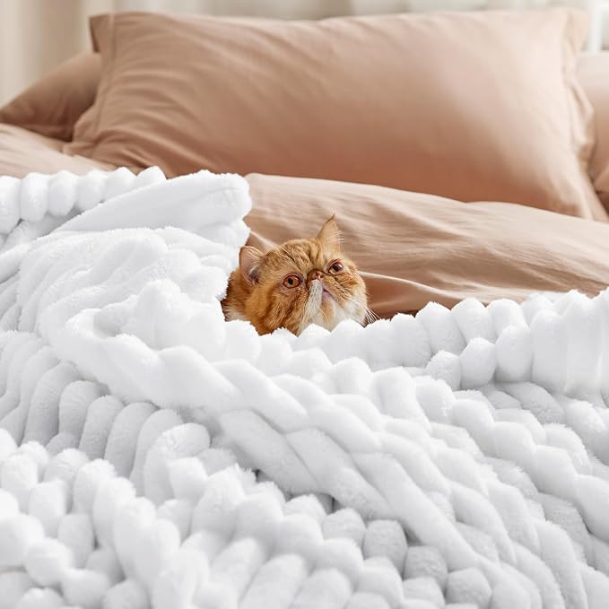 Bedsure Soft Twin Blanket for Bed Decor Gifts Bright White 60"x80" | Birthday - Image 5