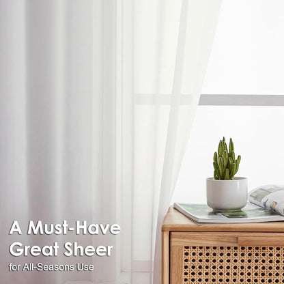 Ivory Sheer Curtains 78 Inches Long 2 Panels - Image 2