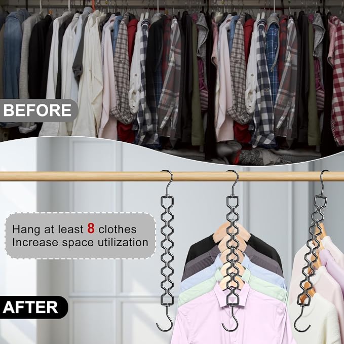 Space Saving Hangers for Clothes 3 Pack, Sturdy Metal Hangers Heavy Duty Magic - Image 2