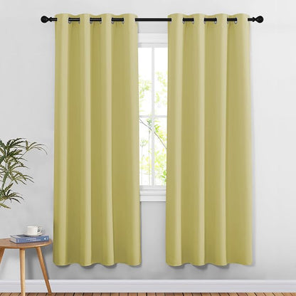 NICETOWN Paler Yellow Room Darkening Doorway Curtains 78 inch Length 2 Panels by NICETOWN