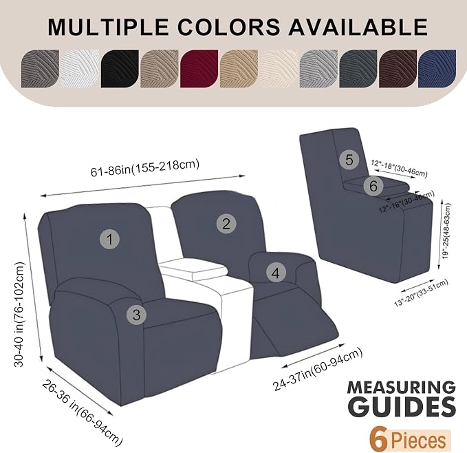 Recliner Loveseat Covers with Console, Stretch Geometric Strokes Jacquard - Image 2