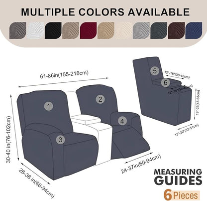 Recliner Loveseat Covers with Console, Stretch Geometric Strokes Jacquard - Image 2