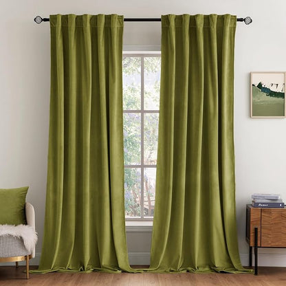 MIULEE Velvet Curtains 52x96 inches 2 Panels Moss Green Blackout Curtains | by MIULEE