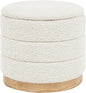 Round Storage Ottoman with Reversible Tray Lid, Folding Chenille Fabric by ZOLANOful