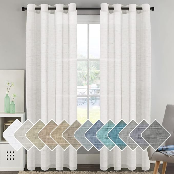 H.VERSAILTEX Linen Curtains 90 inches Long Linen Curtains/Natural Linen Blended by HVERSAILTEX