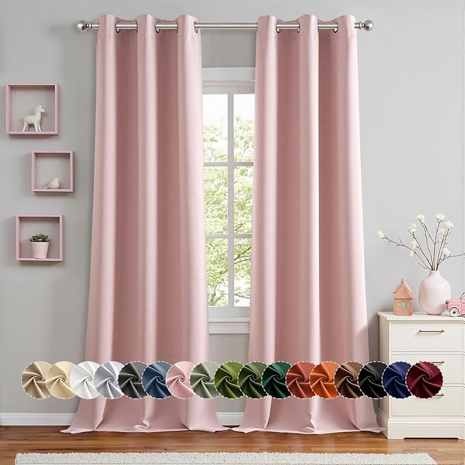 MIULEE Blackout Curtains for Bedroom 2 Panels 40 x 96 Inch Long Pink | Thermal by MIULEE