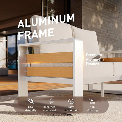 Aoxun Aluminum Outdoor Patio Furniture Set, 2 Seats Metal Sectional Patio - Image 2