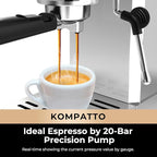 CHULUX Slim Espresso Machine with Milk Frother Steam Wand, 20 Bar Professional Italian Pump Semi Automatic Espresso Coffee Machine for Home Cappuccino & Latte Maker