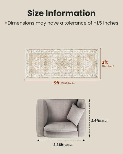 AMADA HOMEFURNISHING 2x5 Washable Runner Rug, Low-Profile Kitchen Rugs - Image 2