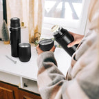 Dandat 2-Piece Yerba Mate Cup and Vacuum Bottle Kit - 12 oz Yerba Mate Gourd Cup with Bombilla Set and 34 oz Insulated Water Bottle - Black