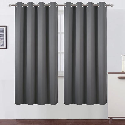 Grey Blackout Curtains/52 x 72 Inch/Set of 2 Panels Thermal Insulated Room by Lemomo