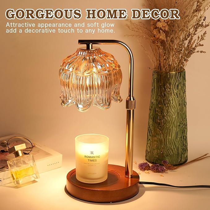 Candle Warmer Lamp with Timer, Christmas Birthday Gifts for Women Mom, House Warming New Home Room Decor, Height AdjustableCandle Heater Lamps for Jar Scented Candles with 2 Bulbs