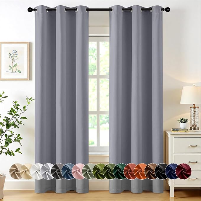 MIULEE Blackout Curtains for Bedroom 2 Panels 40 x 72 Inch Long Silver Grey | by MIULEE