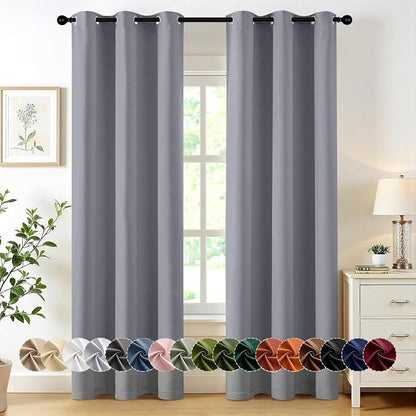 MIULEE Blackout Curtains for Bedroom 2 Panels 40 x 72 Inch Long Silver Grey | by MIULEE