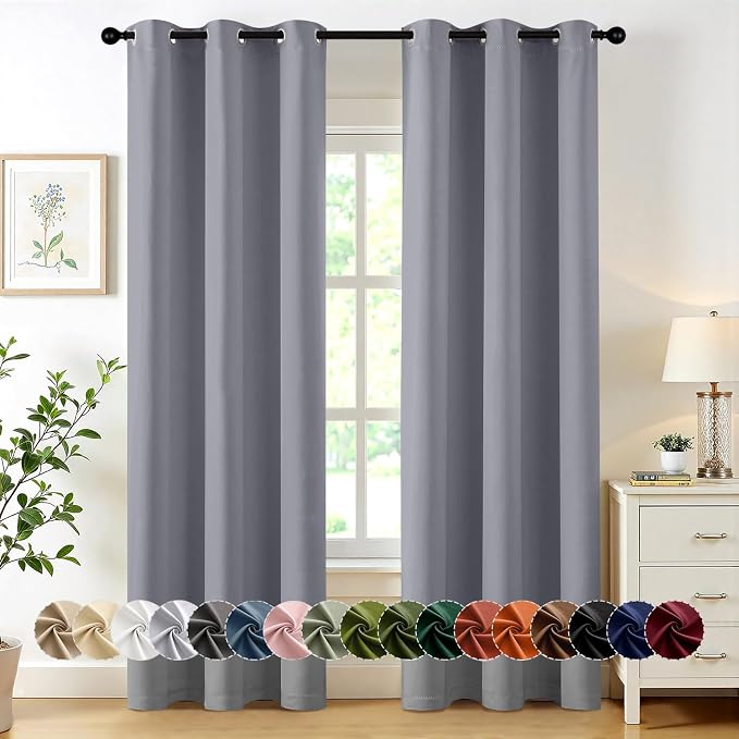 MIULEE Blackout Curtains for Bedroom 2 Panels 40 x 84 Inch Long Silver Grey | by MIULEE