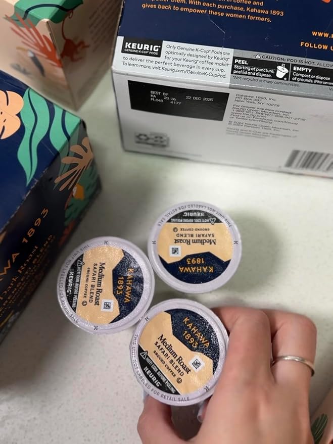Kahawa 1893 Medium Roast Coffee K-Cup Pods Safari Blend (20 Count) - As Seen on Shark Tank, High Antioxidants, Naturally Sweet, Organically Grown & Cultivated, Ethically & Sustainably Sourced