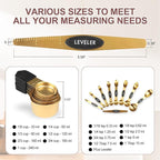 16-Piece Stainless Steel Measuring Cups and Spoons Set, Strong Magnetic Nesting Design 7 Cups 8 Spoons with Leveler, Double Measurement Markings for Dry & Liquid Ingredients, Gold