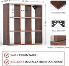 Helsin 9 Grid Vintage Coffee Mug Display Rack, 16inch Wall Mounted Wooden Curio Shadow Box Shelf, Cup Floating Shelves Display and Organizer (Bronze)