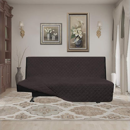 Easy-Going Reversible Couch Cover, Large Futon Sofa, Chocolate/Chocolate | - Image 2