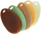 Silicone Sponge Dish Scrubber - Food Grade and Housecleaning - BPA Free Silicone Kitchen Scrubber [5 Pack Ovals Fall]