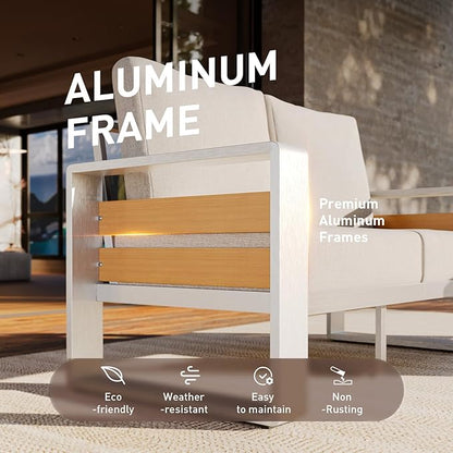 Aoxun Aluminum Patio Furniture Set, 5 Seats Luxury Metal Patio Conversation Sets - Image 3