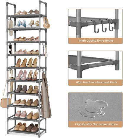 VTRIN 10 Tiers Tall Shoe Rack Holds 20-25 Pairs of Shoes Sturdy Vertical Shoe - Image 4