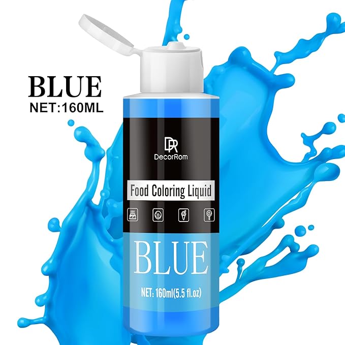Food Coloring - Vibrant Liquid Icing Food Coloring Set for Baking, Cake Decorating, Easter Egg, Airbrush - Tasteless Food Color Dye for Fondant, Slime, DIY Crafts - 5.5 Fl.oz / 160ml Each (Blue)