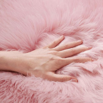 SERISSA 2x3 Fluffy Pink Faux Sheepskin Shaggy Rug - Image 4