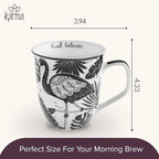Karma Gifts 14 oz Black and White Boho Mug Flamingo - Cute Coffee and Tea Mug - Ceramic Coffee Mugs for Women and Men