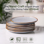 AmorArc Ceramic Plates Set of 6, 8.5 Inch Handmade Reactive Glaze Stoneware Plates set for Dessert, Salad, Appetizer, Small Dinner Plates, Microwave&Dishwasher Safe, Scratch Resistant - Blue