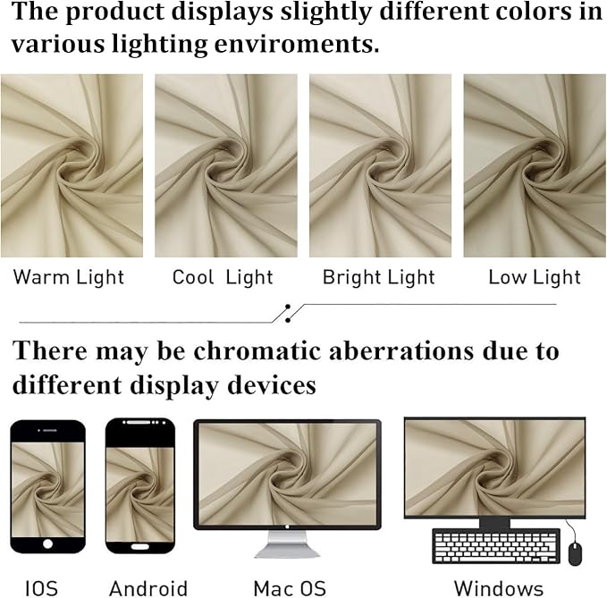 Taupe Sheer Curtains 84 Inches Long 2 Panels, Light Filtering Solid Voile Sheer - Image 5