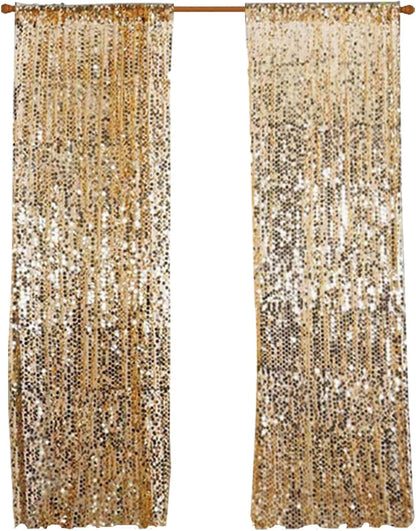 Gold Big Payatte Sequin 18MM Sequin Backdrop Drapes Curtains Panels,Fashion 9FTx9FT Backdrop for Thanksgiving Christmas Home Party Decoration Supplies