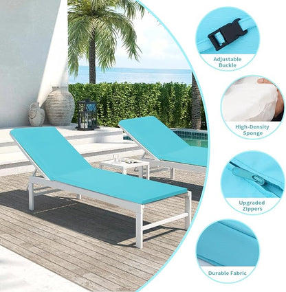 Outdoor Chaise Lounge Cushions for Patio, Waterproof Replacement Seat Cushions - Image 3