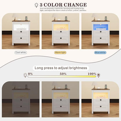 HWB LED Nightstand with Gun Drawer: Bedside Table with Charging Station - Image 5