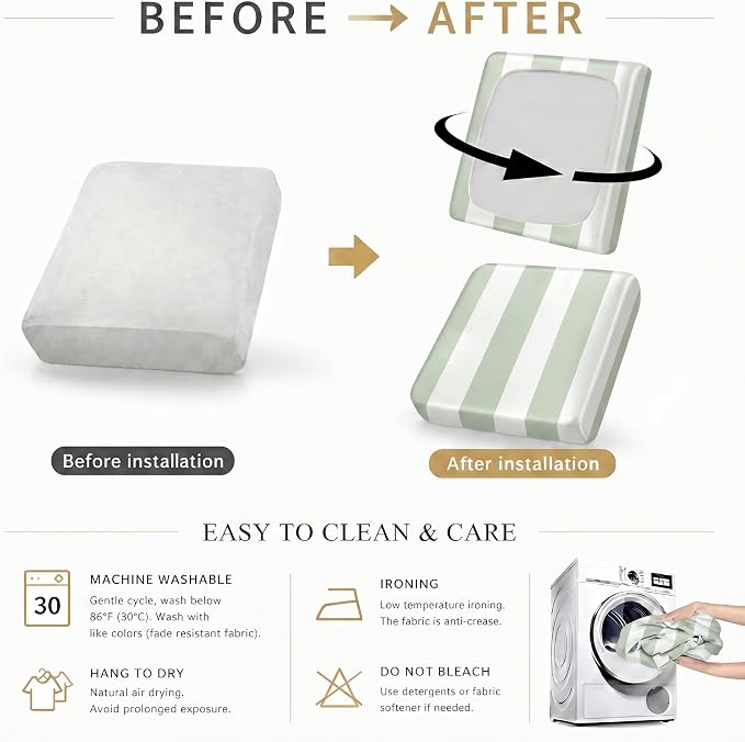 CALBODE 8 Pcs Outdoor Seat Cushion Covers - Image 6