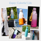 Insulated Water Bottle with Strap,18 oz Double Wall Stainless Steel Vacuum Bottles Metal Water Flask,Sparkling Silver Pink