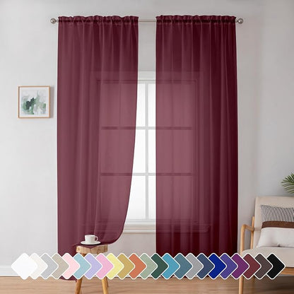 Simplebrand Red Sheer Panles 72 Inches Long 2 Panels by Simplebrand