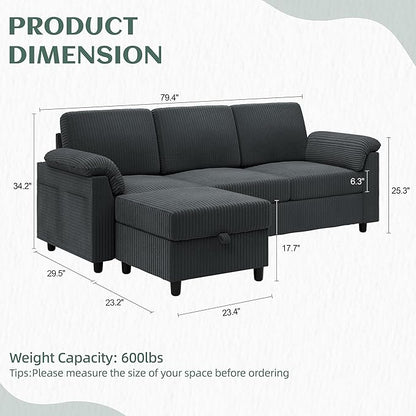 Vongrasig Convertible Sectional Sofa Couch, 3 Seat L Shaped Sofa - Image 2