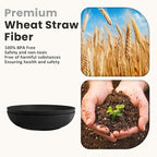 Homienly Wheat Straw Large Salad Bowl Set - Salad Bowls for Kitchen, Party, 60 OZ Large Capacity Serving Bowls Set of 2, Microwave and Dishwasher Safe Big Fruit Bowls (Black)