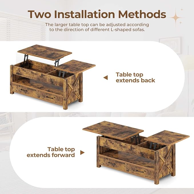 Seventable Coffee Table, 47.2" Lift Top Coffee Table - Image 5