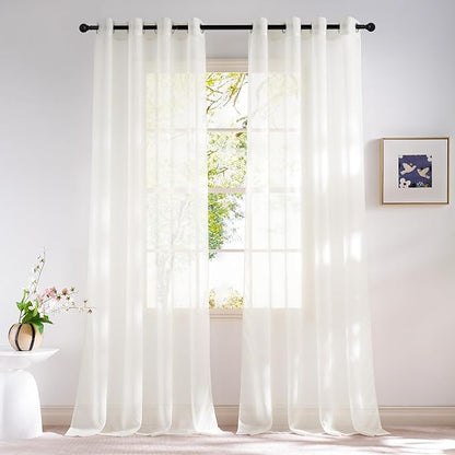 NICETOWN Natural Voile Sheer Bedroom Curtains 84 Inches Long, Grommet Airy & by NICETOWN
