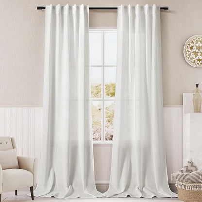 Off White Linen Curtains 84 inches Long by Nanspring
